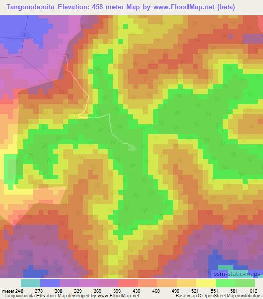 Tangouobouita,Ivory Coast Elevation Map