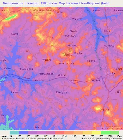 Namusansula,Uganda Elevation Map