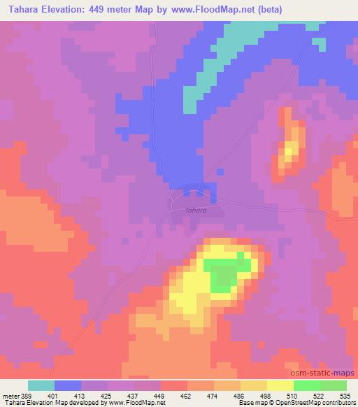 Tahara,Ivory Coast Elevation Map