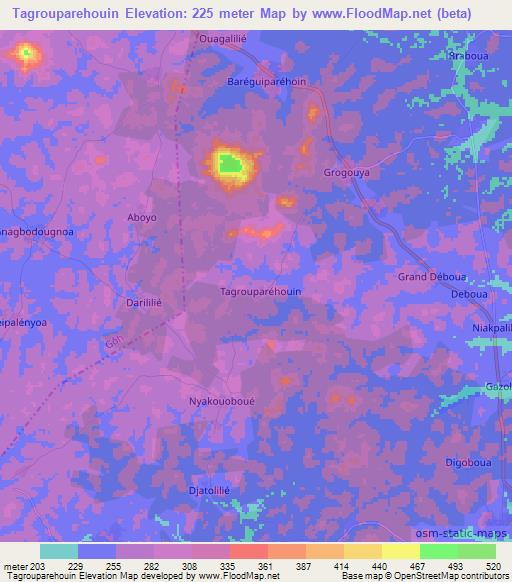 Tagrouparehouin,Ivory Coast Elevation Map