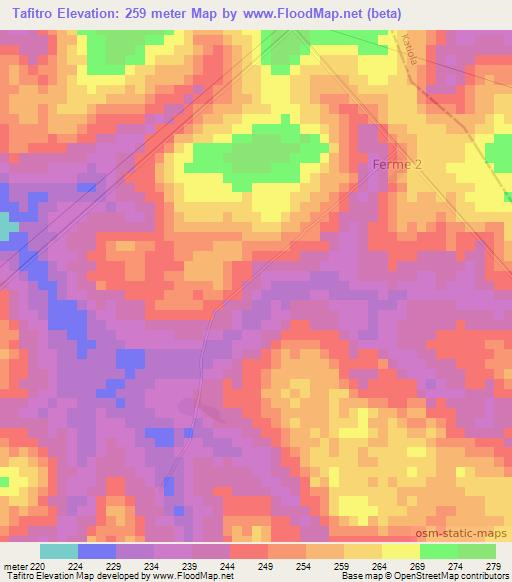 Tafitro,Ivory Coast Elevation Map