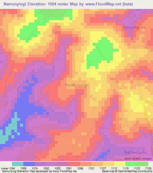 Namunyingi,Uganda Elevation Map