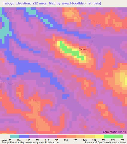 Taboyo,Ivory Coast Elevation Map