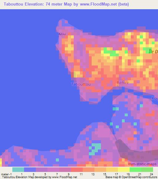 Tabouttou,Ivory Coast Elevation Map