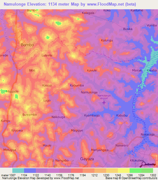 Namulonge,Uganda Elevation Map