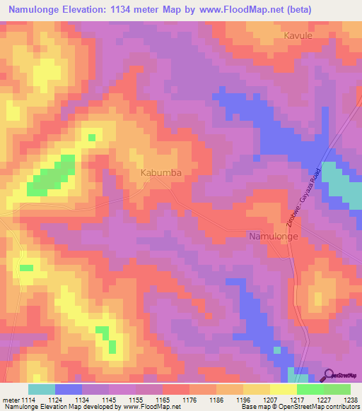 Namulonge,Uganda Elevation Map