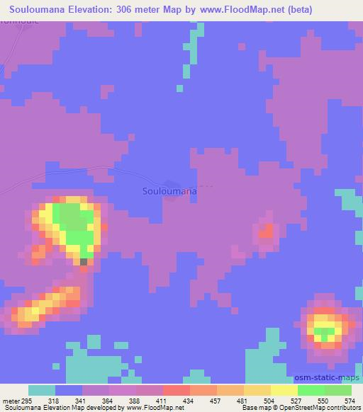 Souloumana,Ivory Coast Elevation Map