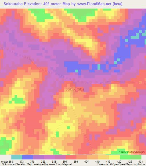 Sokouraba,Ivory Coast Elevation Map