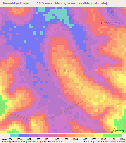 Namulikya,Uganda Elevation Map