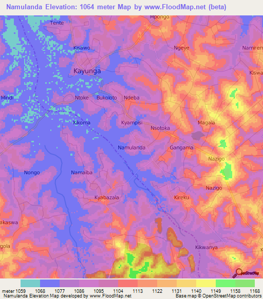 Namulanda,Uganda Elevation Map