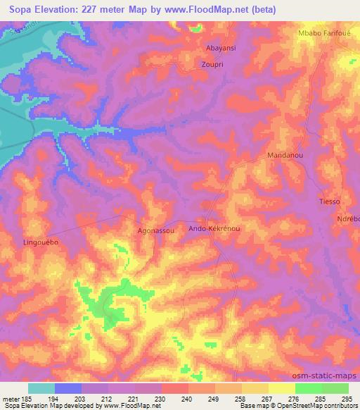 Sopa,Ivory Coast Elevation Map