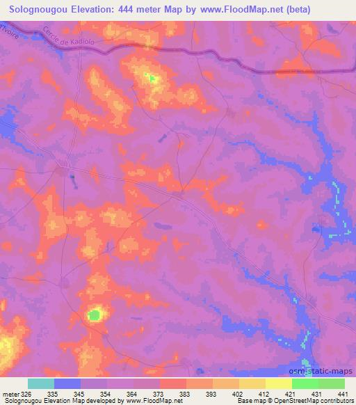 Solognougou,Ivory Coast Elevation Map