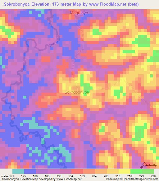 Sokrobonyoa,Ivory Coast Elevation Map