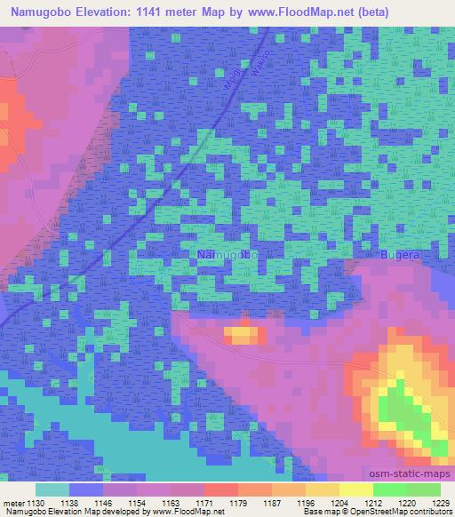 Namugobo,Uganda Elevation Map