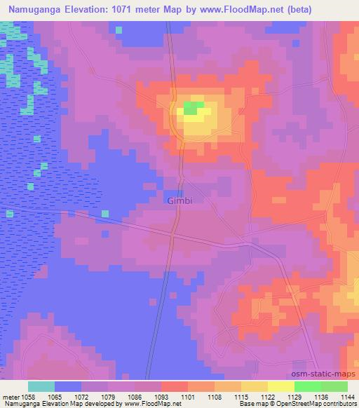 Namuganga,Uganda Elevation Map