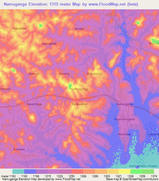 Namuganga,Uganda Elevation Map