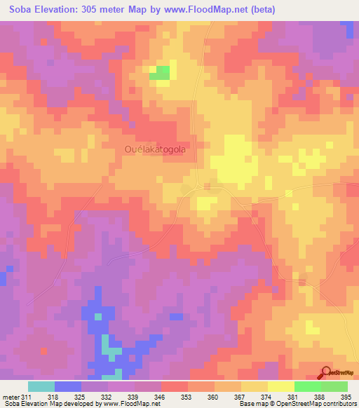 Soba,Ivory Coast Elevation Map