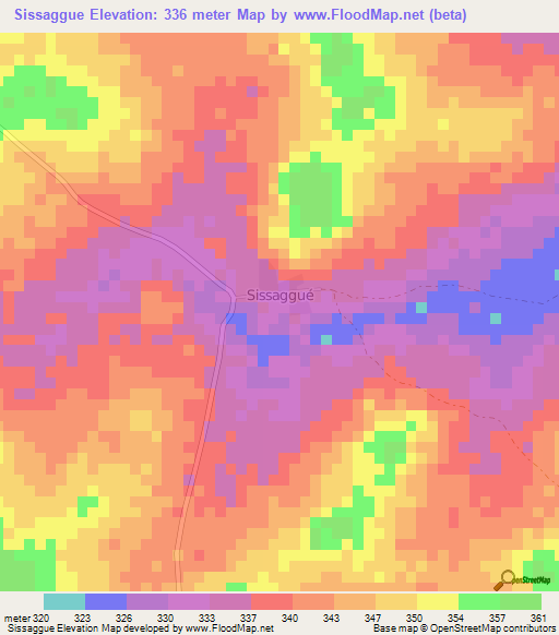Sissaggue,Ivory Coast Elevation Map