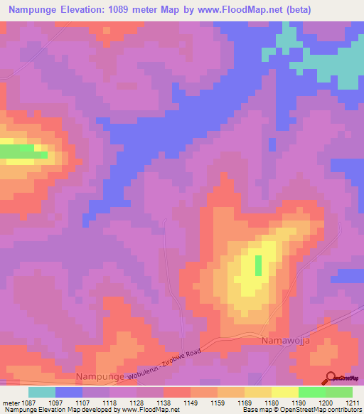 Nampunge,Uganda Elevation Map