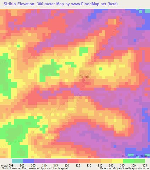 Sirihio,Ivory Coast Elevation Map