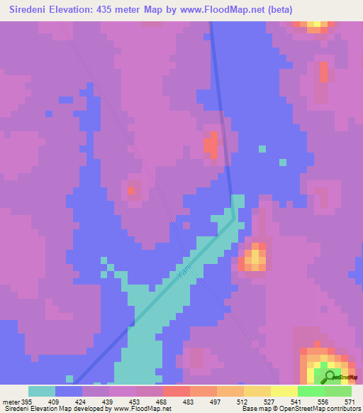 Siredeni,Ivory Coast Elevation Map