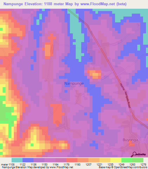 Nampunge,Uganda Elevation Map