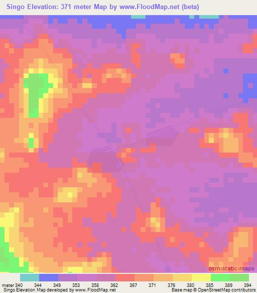 Singo,Ivory Coast Elevation Map