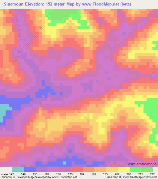 Sinamoun,Ivory Coast Elevation Map