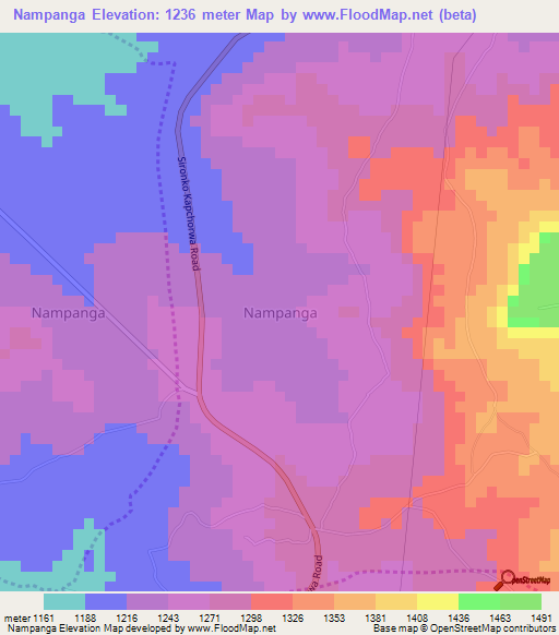 Nampanga,Uganda Elevation Map