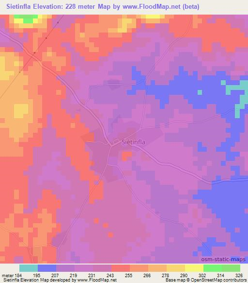 Sietinfla,Ivory Coast Elevation Map