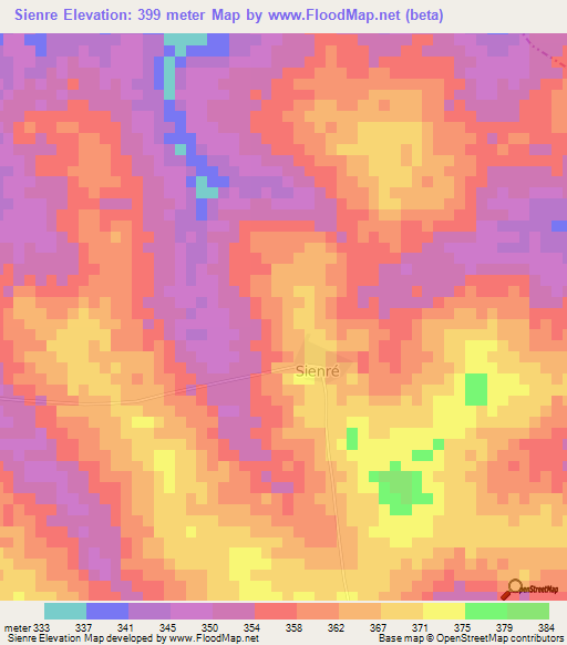 Sienre,Ivory Coast Elevation Map