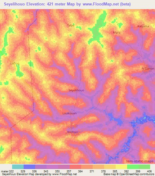 Seyelihouo,Ivory Coast Elevation Map