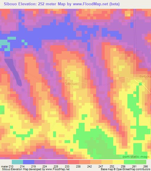 Sibouo,Ivory Coast Elevation Map