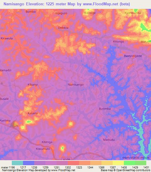 Namisango,Uganda Elevation Map