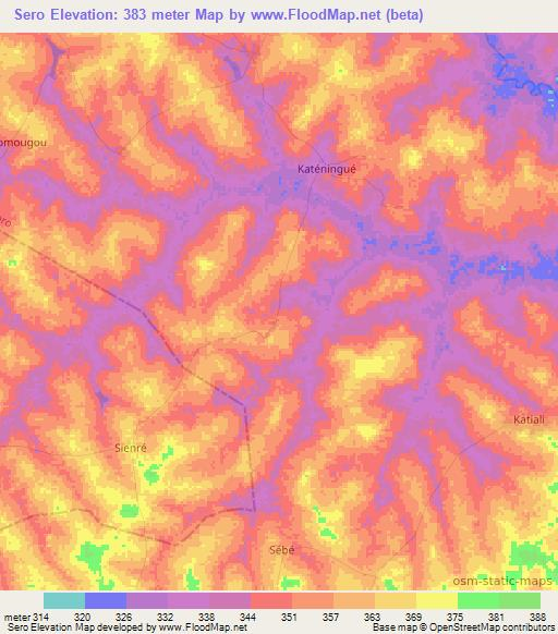 Sero,Ivory Coast Elevation Map