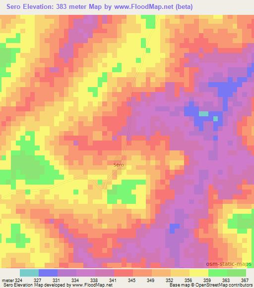 Sero,Ivory Coast Elevation Map