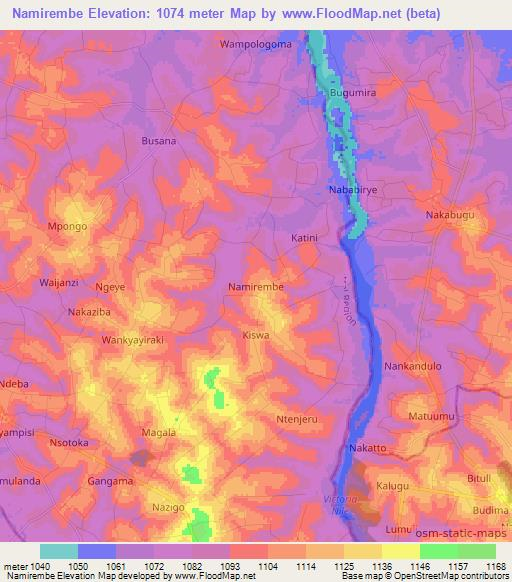 Namirembe,Uganda Elevation Map