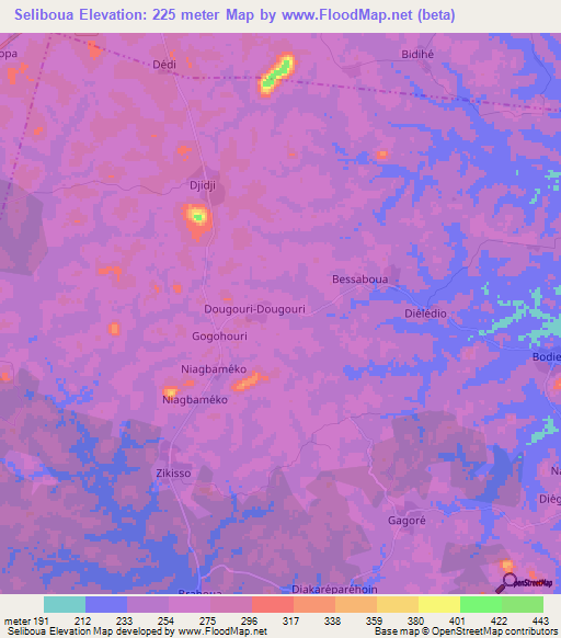 Seliboua,Ivory Coast Elevation Map