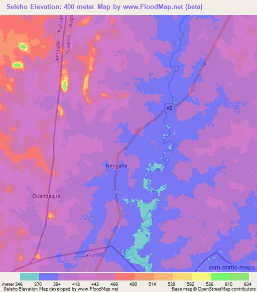 Seleho,Ivory Coast Elevation Map