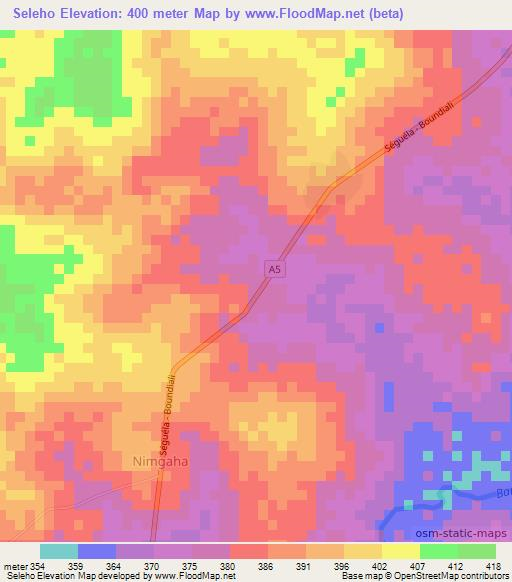 Seleho,Ivory Coast Elevation Map