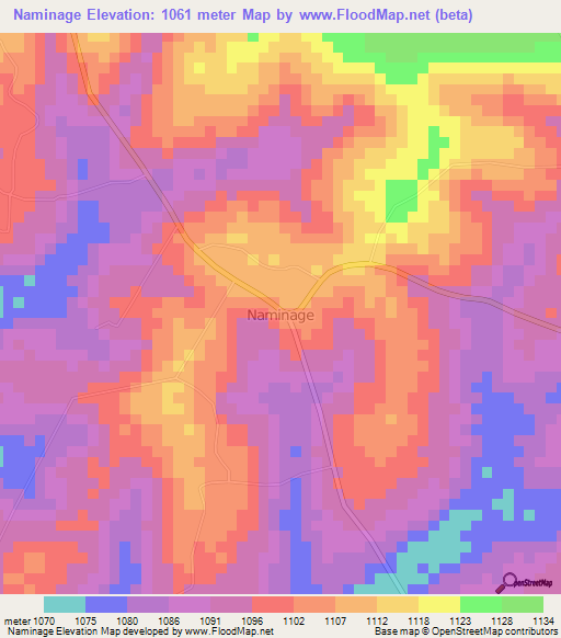 Naminage,Uganda Elevation Map