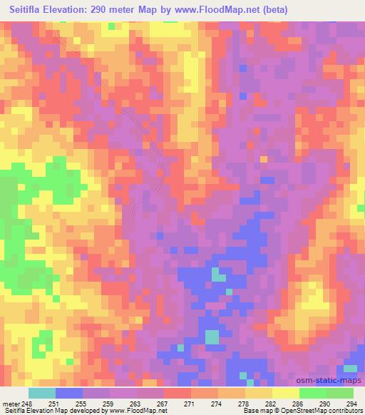 Seitifla,Ivory Coast Elevation Map