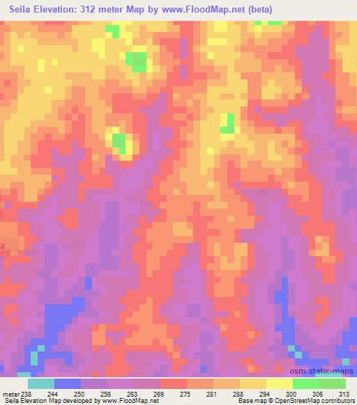 Seila,Ivory Coast Elevation Map