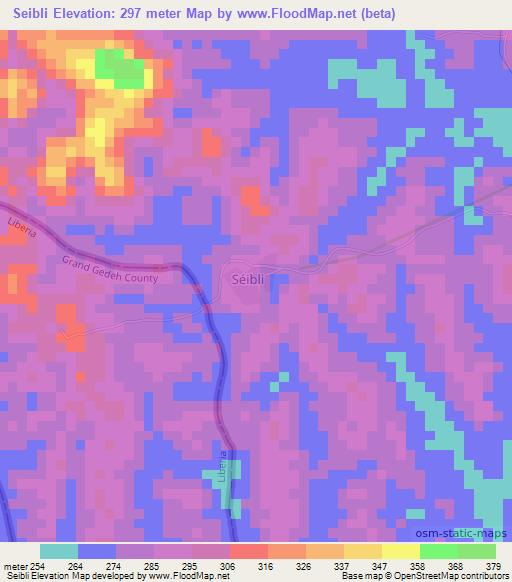 Seibli,Ivory Coast Elevation Map