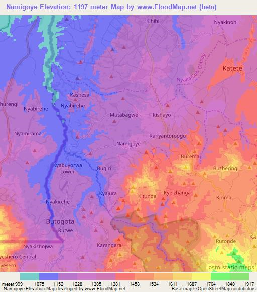 Namigoye,Uganda Elevation Map
