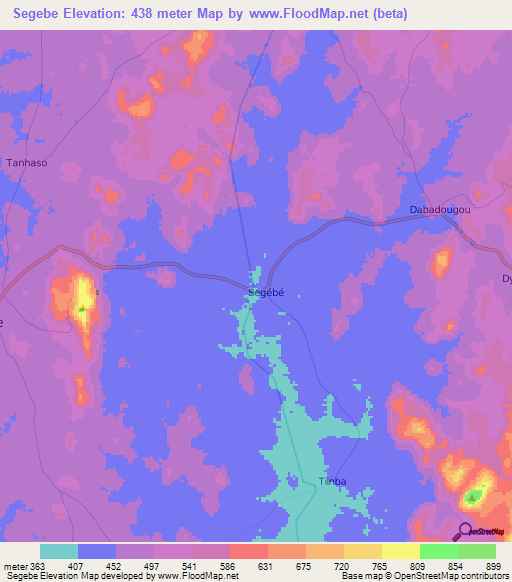 Segebe,Ivory Coast Elevation Map