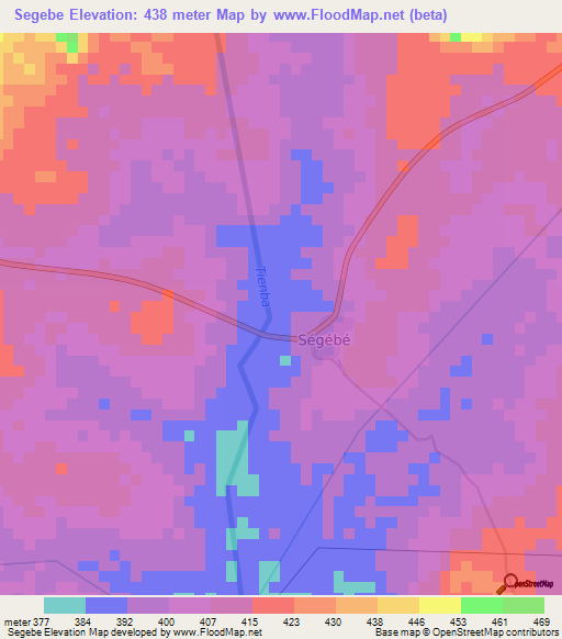 Segebe,Ivory Coast Elevation Map