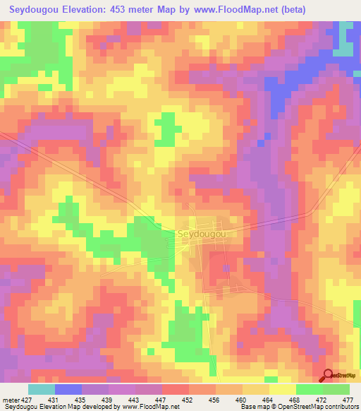 Seydougou,Ivory Coast Elevation Map