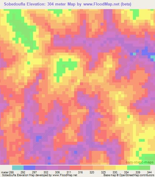 Sobedoufla,Ivory Coast Elevation Map