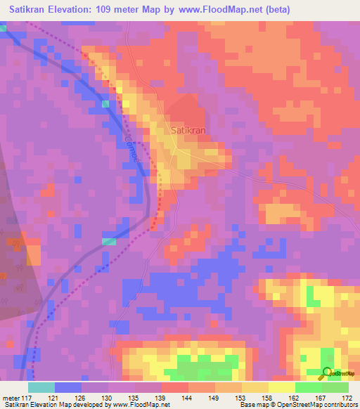 Satikran,Ivory Coast Elevation Map